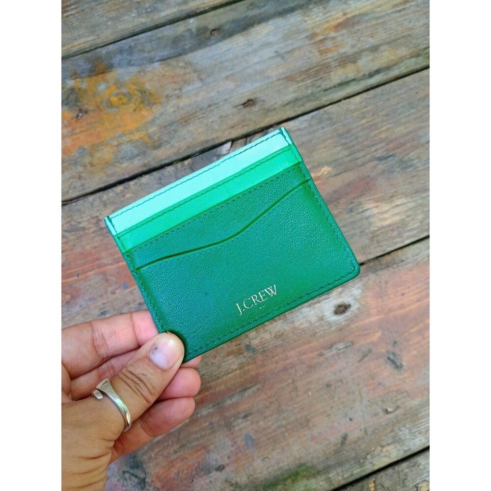 J.Crew Factory Leather Card Holder Green Wallet